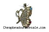 Pend130 26*35mm copper butterfly pendant pave zirconia gold plated