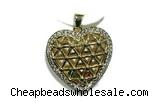 Pend134 22mm copper heart pendant pave shell zirconia gold plated