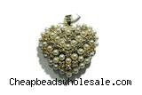 Pend152 33mm copper heart pendant pave shell zirconia gold plated