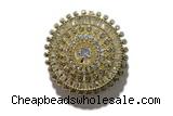 Pend155 35mm copper circle pendant pave zirconia gold plated