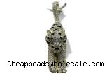 Pend163 15*55mm copper leopard pendant pave zirconia gold plated