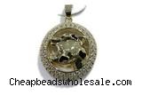 Pend164 26mm copper leopard pendant pave zirconia gold plated