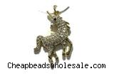 Pend168 20*27mm copper horse pendant pave zirconia gold plated