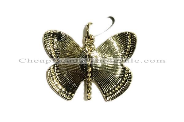 Pend173 20*25mm copper butterfly pendant pave zirconia gold plated