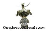 Pend174 20*23mm copper pendant pave zirconia gold plated