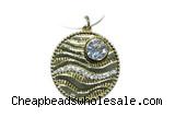 Pend177 24mm copper circle pendant pave zirconia gold plated