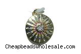 Pend178 24mm copper circle pendant pave zirconia gold plated