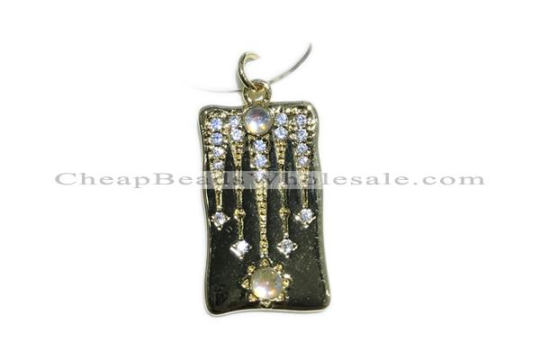 Pend179 14*24mm copper pendant pave zirconia gold plated