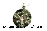 Pend181 20mm copper circle pendant pave zirconia gold plated