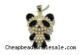 Pend191 21*25mm copper panda pendant pave zirconia gold plated