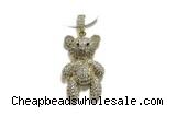 Pend196 18*25mm copper bear pendant pave zirconia gold plated