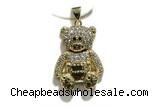 Pend198 20*23mm copper bear pendant pave zirconia gold plated
