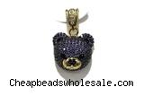 Pend200 16*18mm copper bear pendant pave zirconia gold plated