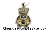 Pend205 20*25mm copper bear pendant pave zirconia gold plated