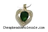 Pend208 20mm copper heart pendant pave zirconia gold plated