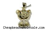 Pend213 15mm copper bear pendant pave zirconia gold plated