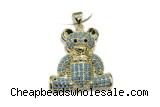 Pend214 23mm copper bear pendant pave zirconia gold plated