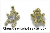 Pend244 18*18mm copper bear pendant pave zirconia gold plated