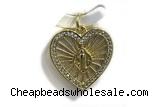 Pend31 18mm copper heart pendant gold plated