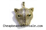 Pend34 30mm copper leopard pendant pave zirconia gold plated