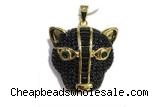 Pend35 30mm copper leopard pendant pave zirconia gold plated