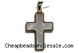 Pend39 18*25mm copper cross pendant pave shell zirconia gold plated