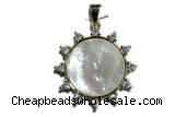Pend40 24mm copper pendant pave shell zirconia gold plated