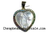Pend42 19mm copper heart pendant pave shell zirconia gold plated