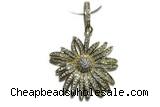 Pend48 30mm copper flower pendant pave zirconia gold plated