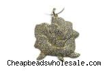 Pend50 30mm copper flower pendant pave zirconia gold plated