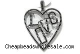 Pend57 35*40mm copper heart pendant silver plated
