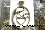 Pend64 35*45mm copper oval pendant pave zirconia gold plated