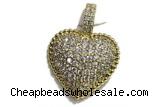 Pend67 20mm copper heart pendant pave zirconia gold plated