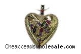 Pend77 37mm copper heart pendant pave zirconia gold plated