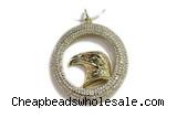Pend80 32mm copper circle pendant pave zirconia gold plated