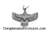 Pend82 20*42mm copper eagle pendant pave zirconia silver plated