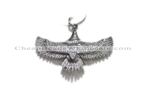 Pend82 20*42mm copper eagle pendant pave zirconia silver plated