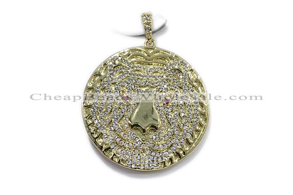 Pend84 35mm copper circle pendant pave zirconia gold plated