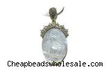 Pend92 18*30mm copper pendant pave shell zirconia gold plated