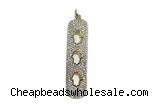 Pend95 12*44mm copper pendant pave zirconia gold plated