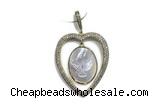 Pend99 32*38mm copper heart pendant pave zirconia silver plated