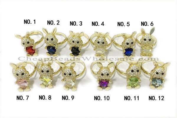 RING09 12*26mm copper rabbit rings mountain gold plated