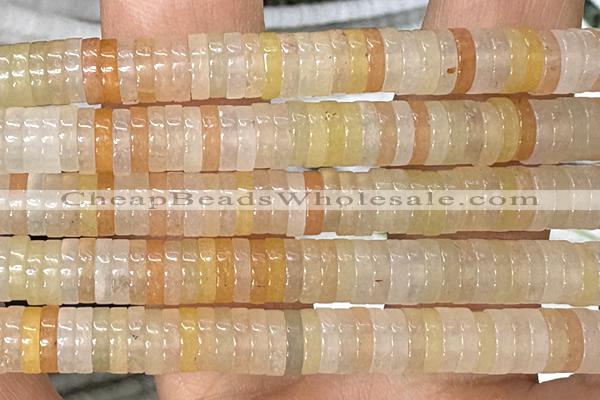 ROND265 15 inches 1.5*6mm heishi pink aventurine jade beads