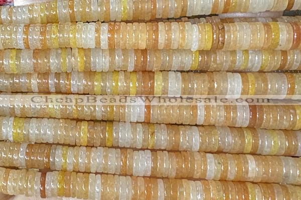 ROND266 15 inches 1.5*6mm heishi pink aventurine jade beads