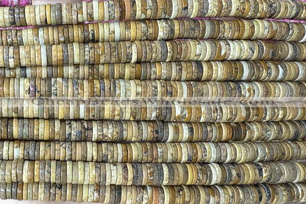 ROND272 15 inches 1.5*6mm heishi picture jasper gemstone beads