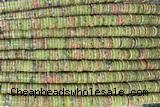ROND273 15 inches 1.5*6mm heishi unakite gemstone beads
