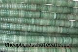 ROND274 15 inches 1.5*6mm heishi green aventurine beads