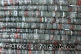 ROND277 15 inches 1.5*6mm heishi blood jasper beads