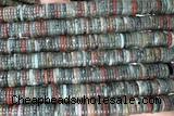 ROND293 15 inches 2*8mm heishi blood jasper beads