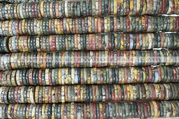 ROND294 15 inches 2*8mm heishi picasso picture jasper beads